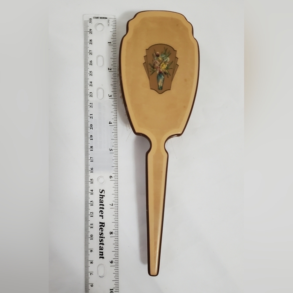 Vintage DuPont Lucite Vanity Set Mirror Brush Comb Floral Art Deco Boudoir - Picture 12 of 16